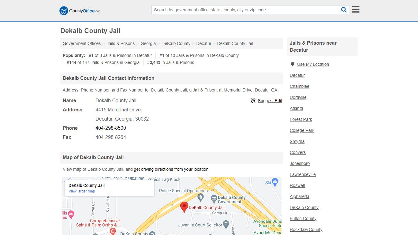 Dekalb County Jail - Decatur, GA (Address, Phone, and Fax)